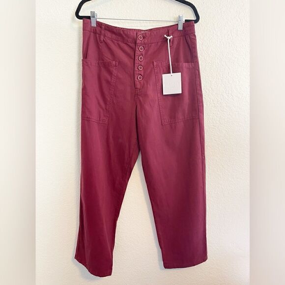 Pistola Tammy Trousers High Waisted Cropped Pants merlot Red Size 30. NWT - Picture 3 of 9